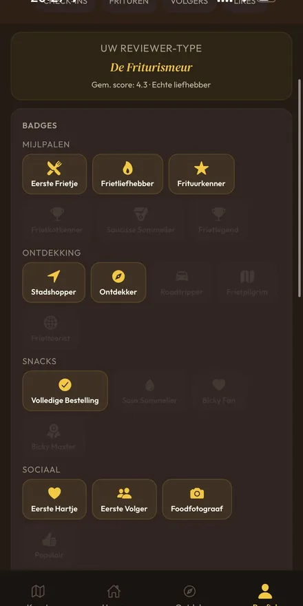 Check-in met snack selectie en rating